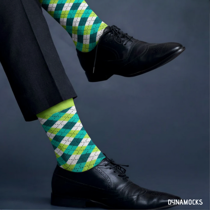 Cotton Crew Socks: Dandy Neon Green Crew Length Socks