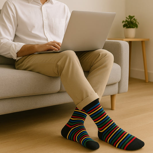 Stripes 9.0 Crew Length Cotton Socks: Bold Stripes for Your Feet