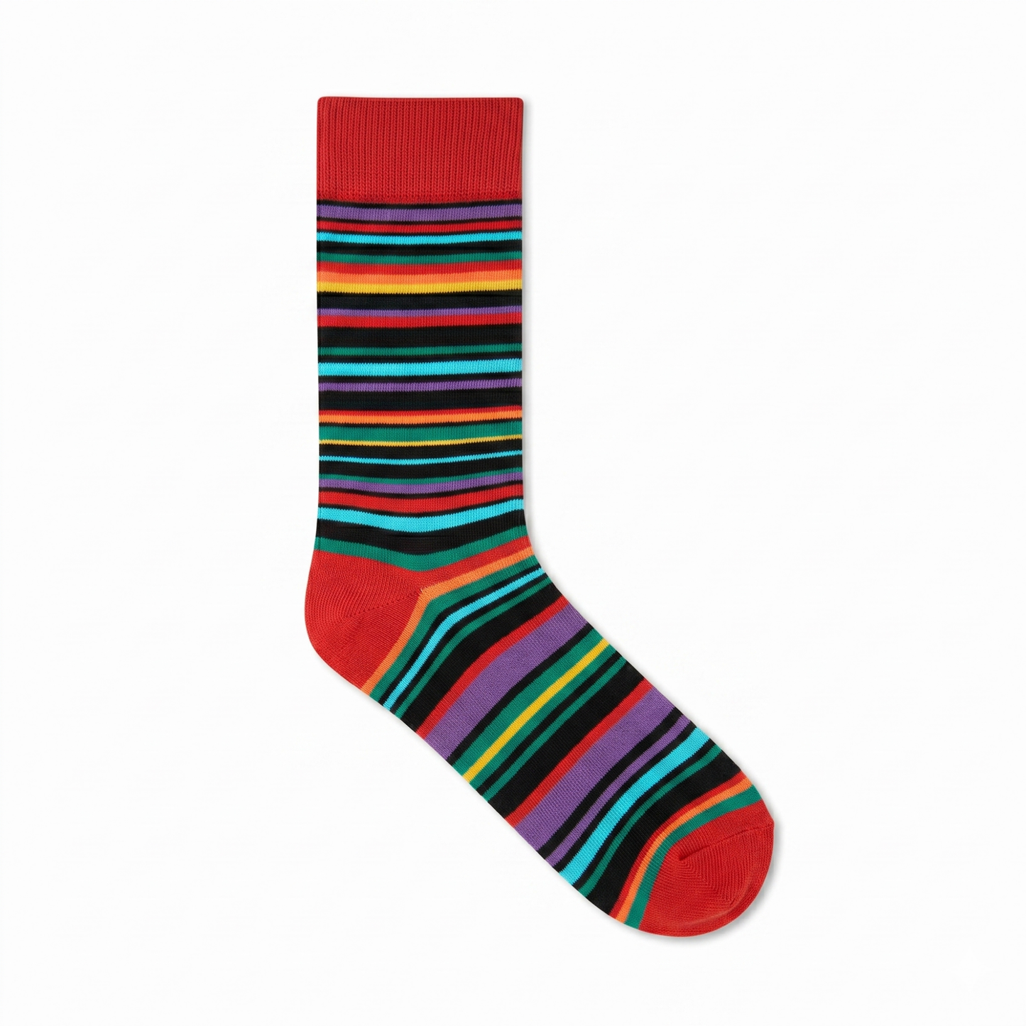 Stripes 23.0 - Crimson Red Striped Luxury Crew Socks - Vibrant Colorful Dress Socks