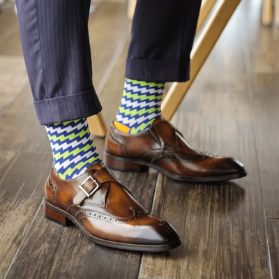 Dynamocks Colorful Geometric Cotton Crew Socks – Electro
