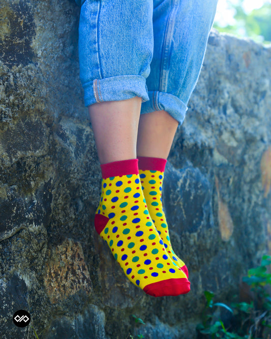Fizzy Yellow Cotton Ankle Socks