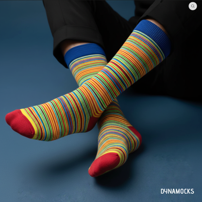 Colorful Cotton Crew Socks: STRIPES 10.0 Rainbow Crew Length Socks