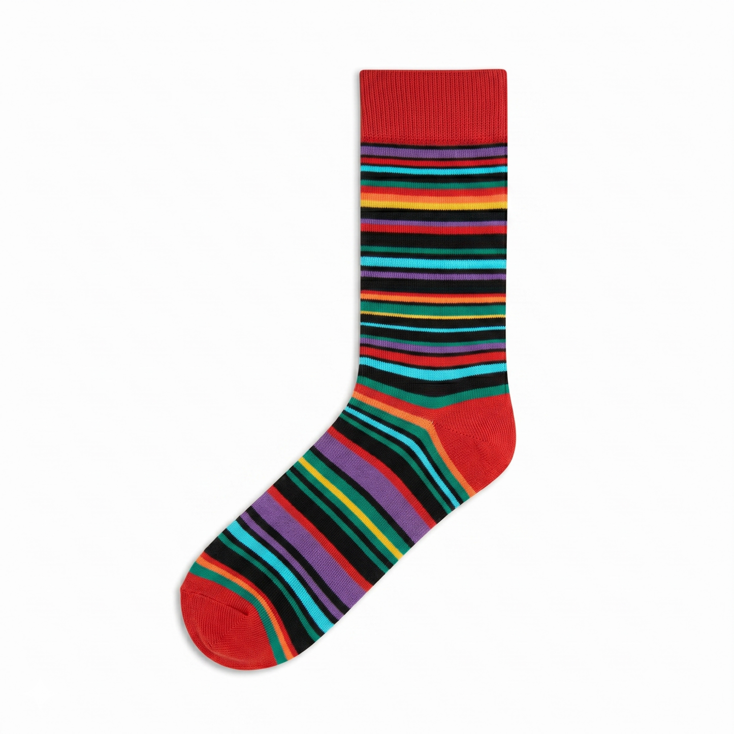 Stripes 23.0 - Crimson Red Striped Luxury Crew Socks - Vibrant Colorful Dress Socks