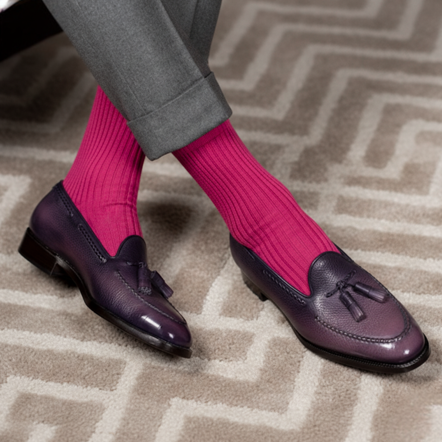 Cotton Crew Length Socks: SOLID Pink Premium Cotton Socks For Men & Women