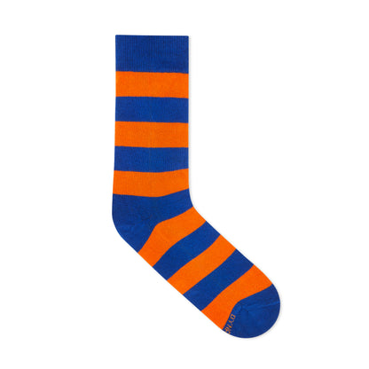 Orange & Blue Cotton Crew Socks: Bold Stripes 4.0 Crew Length Socks