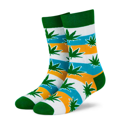 HAPPY LEAF CREW LENGTH SOCKS - Cotton Crew Socks