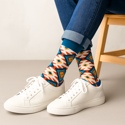 Tribal Geo Pack – 6 Pair Geometric Patterned Socks for Men | Dynamocks