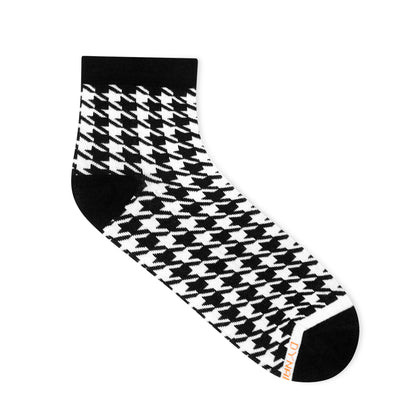 Houndstooth Ankle Socks | Single Pair, Classic Cotton Comfort