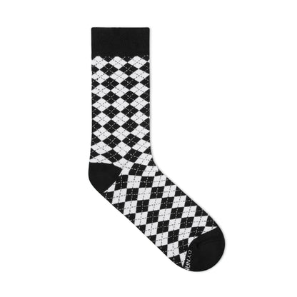 DANDY - BLACK & WHITE CREW LENGTH SOCKS - Cotton Crew Socks