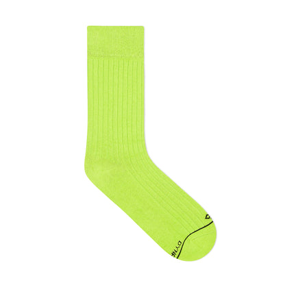SOLID NEON GREEN CREW LENGTH SOCKS - Cotton Crew Socks