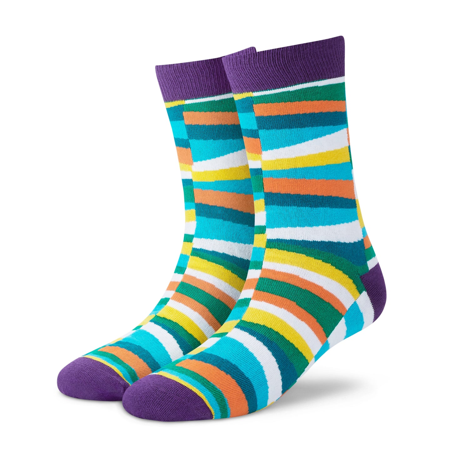 Multicolor Cotton Crew Length Socks: WONKY UNISEX Colorful Premium Socks