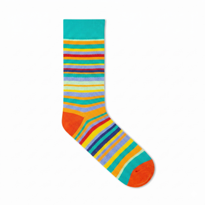 Stripes 25.0 - Premium Turquoise Striped Cotton Crew Socks - Colorful Designer Socks