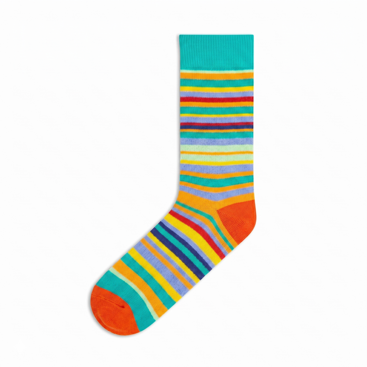 Stripes 25.0 - Premium Turquoise Striped Cotton Crew Socks - Colorful Designer Socks