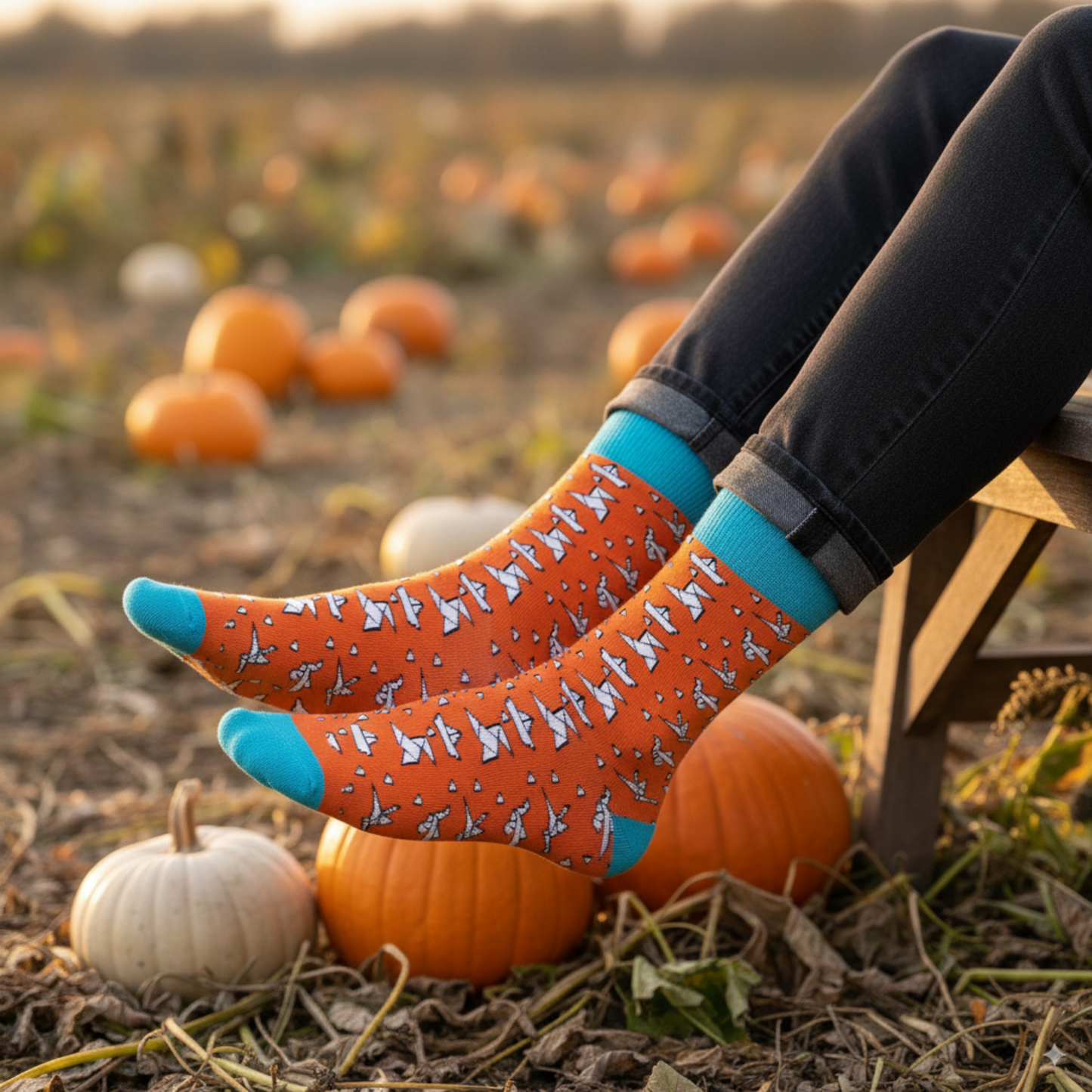 Cotton Crew Socks: ORIGAMI Crew Length Socks