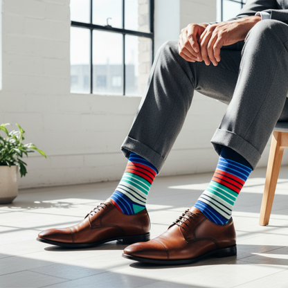 Cotton Crew Socks: STRIPES 12.0 Crew Length Socks