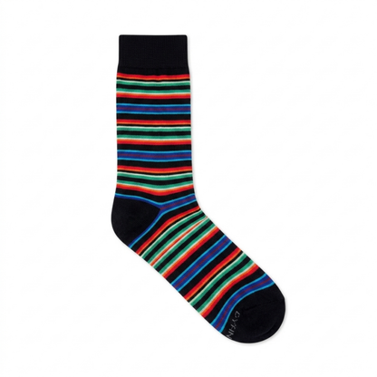 Stripes 24.0 - Neon Striped Black Crew Socks - Premium Vibrant Designer Socks