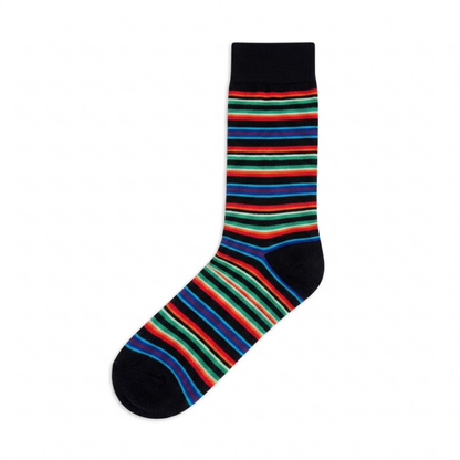 Stripes 24.0 - Neon Striped Black Crew Socks - Premium Vibrant Designer Socks
