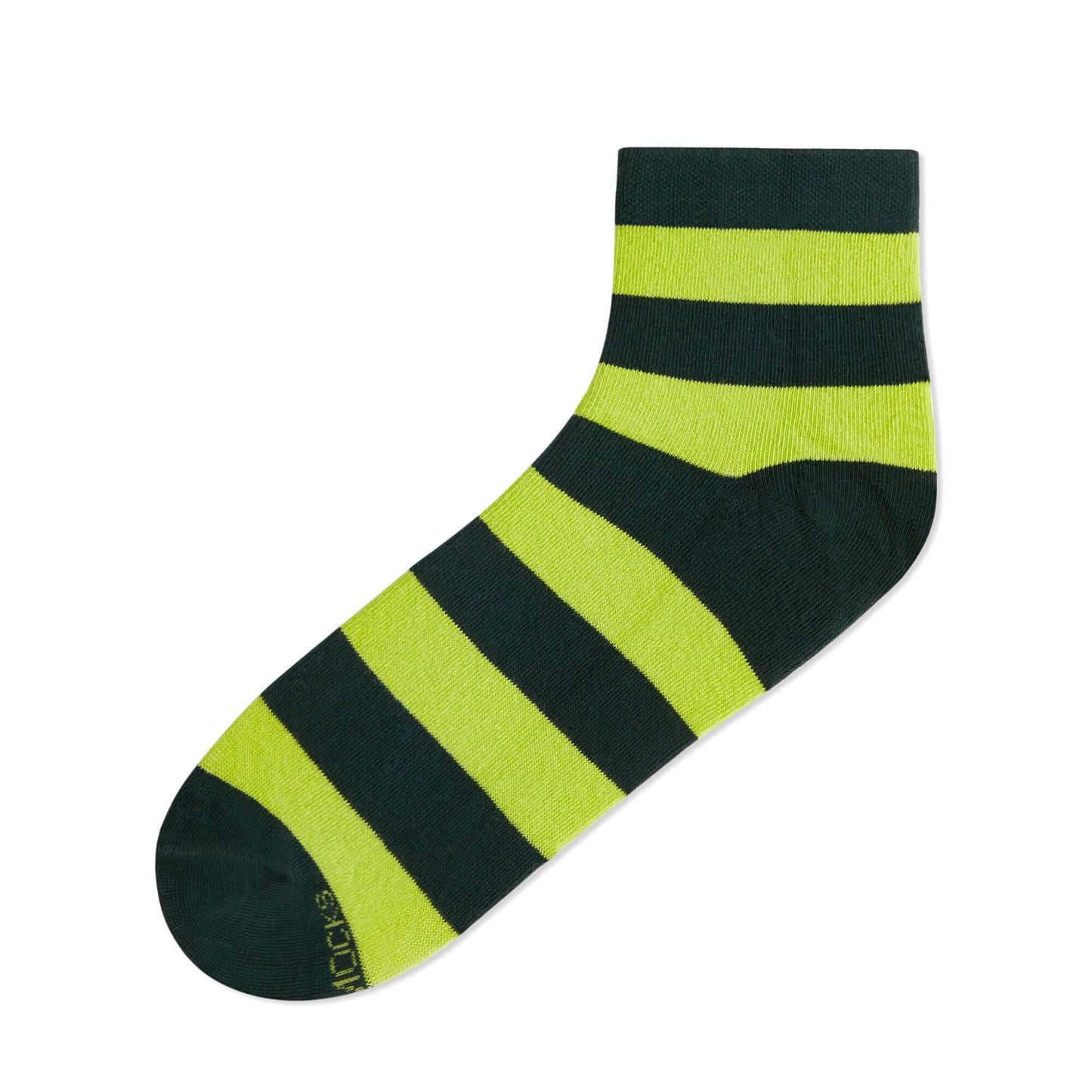 Olive & Neon Green Cotton Ankle Socks: Bold Stripes 1.0 Ankle Length Socks