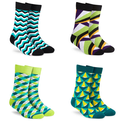 Unique Colorful Designer Premium Cotton Crew Socks bundle-Pack of 4 Sale