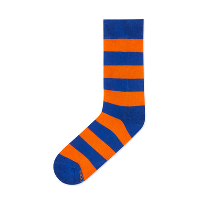 Orange & Blue Cotton Crew Socks: Bold Stripes 4.0 Crew Length Socks