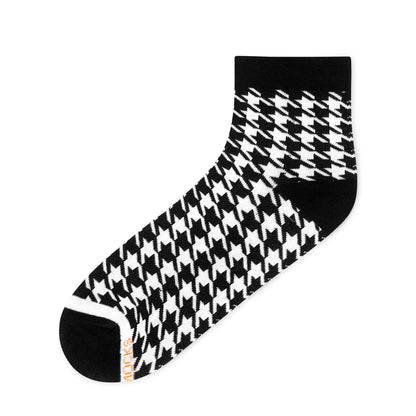 Houndstooth Ankle Socks | Single Pair, Classic Cotton Comfort