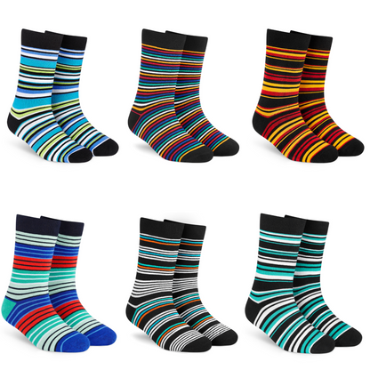 Designer Cotton Crew Socks 6-Pack - Luxury Comfort and Style