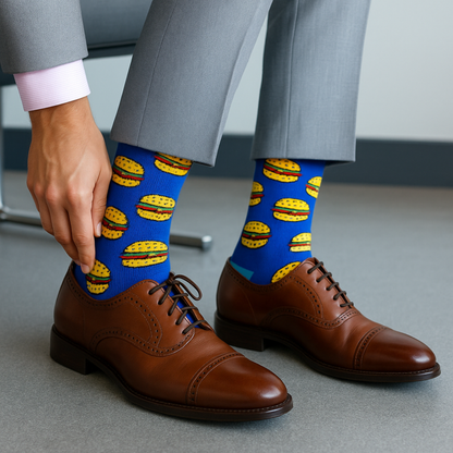 Cotton Crew Socks: Burgers Crew Length Socks