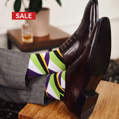 Funky Green, Purple & Orange Crew Socks