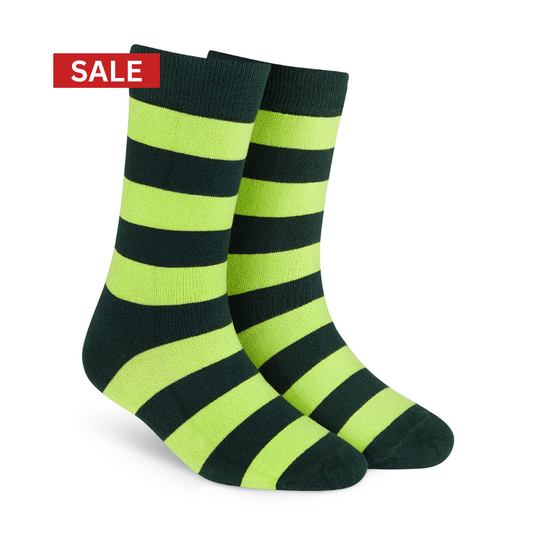 Olive Green & Neon Green Striped Crew Socks