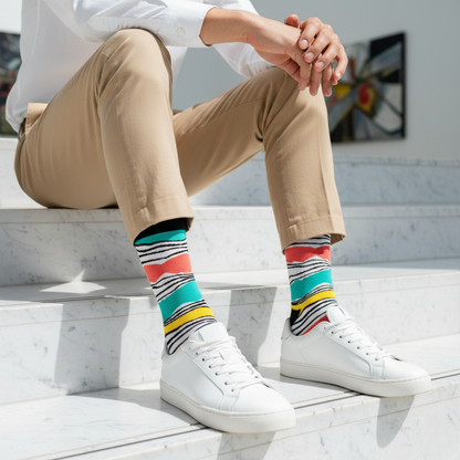 Fun Stripes Crew Length Socks: A Touch of Sophisticated Style, Colorful Luxurious Cotton Socks.