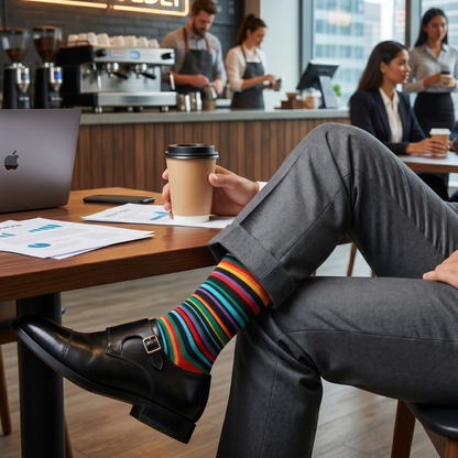Stripes 23.0 - Crimson Red Striped Luxury Crew Socks - Vibrant Colorful Dress Socks