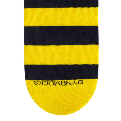 Bold Stripes 2.0 Crew Length Socks - Yellow & Black Cotton Comfort 