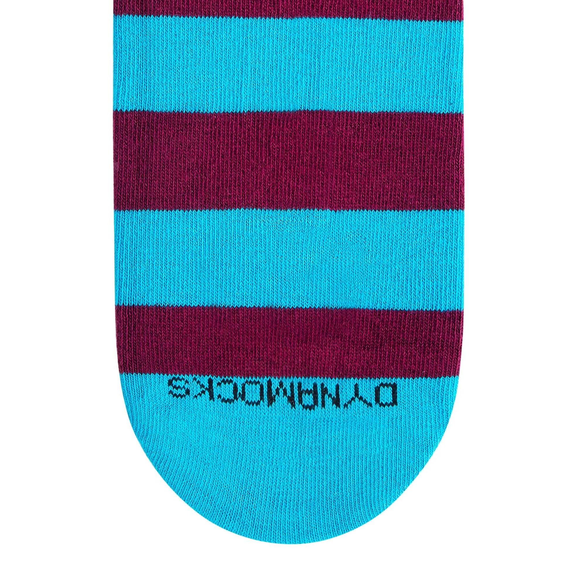 Aqua & Maroon Bold Stripes Cotton Ankle Socks | Soft, Stylish & Durable