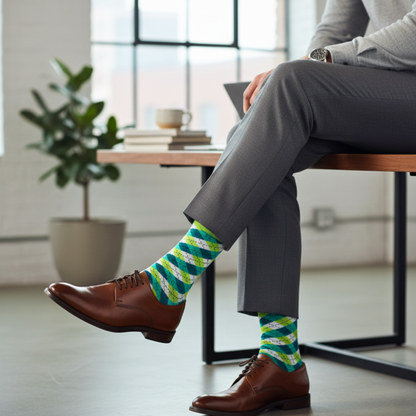 Cotton Crew Socks: Dandy Neon Green Crew Length Socks