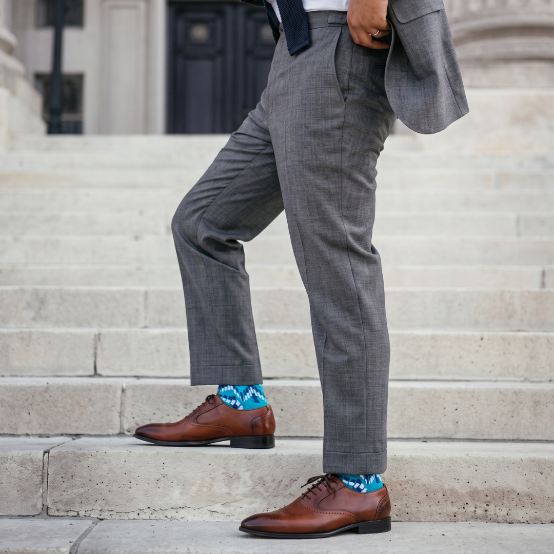 Teal & Blue Zigzag Crew Socks