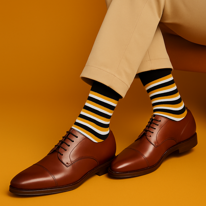 The Executive Stripe Bundle | Men's Premium Combed Cotton Dress Socks- Pack of 6