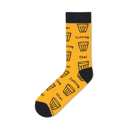 Cutting-Chai Crew Socks | Comfy Cotton Single Pair, Fun Design