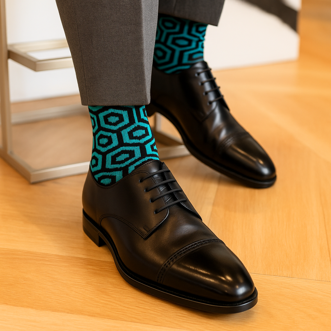 HEXAGON CREW LENGTH SOCKS - Cotton Crew Socks