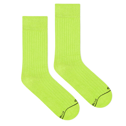SOLID NEON GREEN CREW LENGTH SOCKS - Cotton Crew Socks