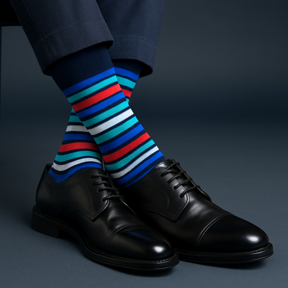 The Executive Stripe Bundle | Men's Premium Combed Cotton Dress Socks- Pack of 6