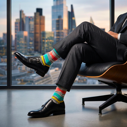 Fun Stripes Crew Length Socks: A Touch of Sophisticated Style, Colorful Luxurious Cotton Socks.