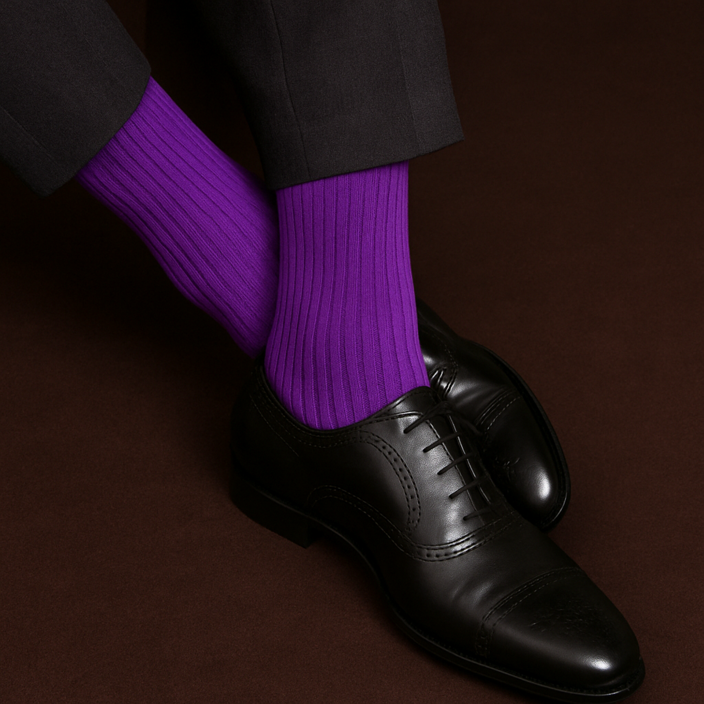 Solid Purple Crew Length Cotton Socks: A Bold Statement