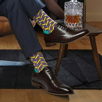 Dynamocks Navy & Teal Geometric Cotton Crew Socks – URBANE