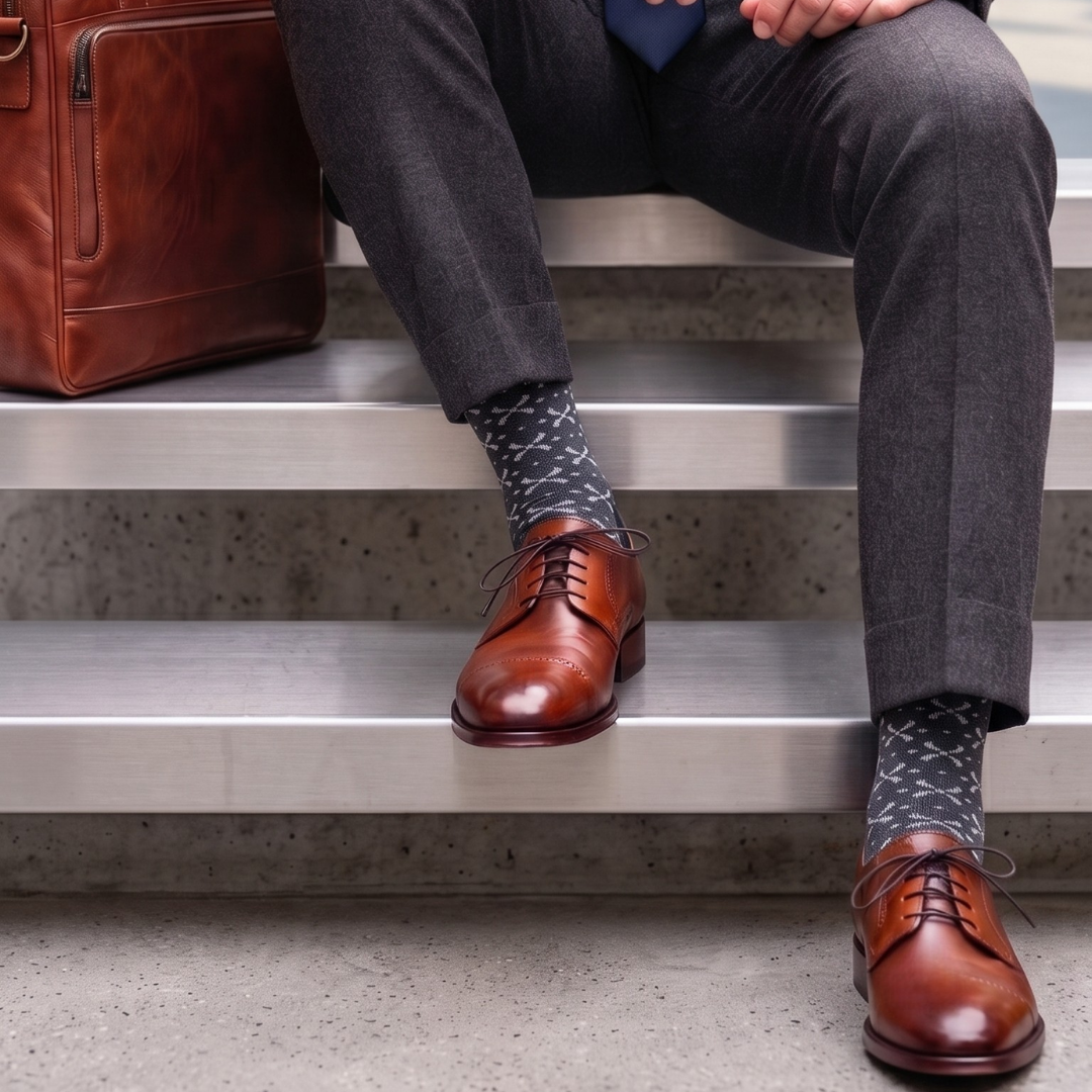 Dynamocks Criss-Cross Geometric Cotton Crew Socks