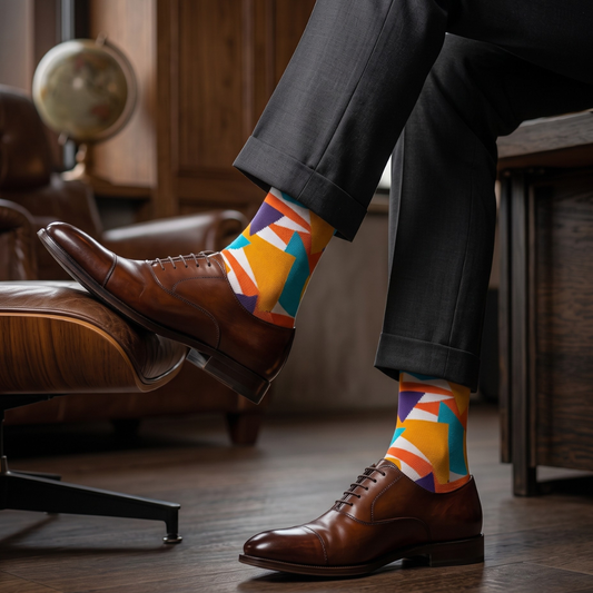 Bold Multicolor Geometric Crew Socks