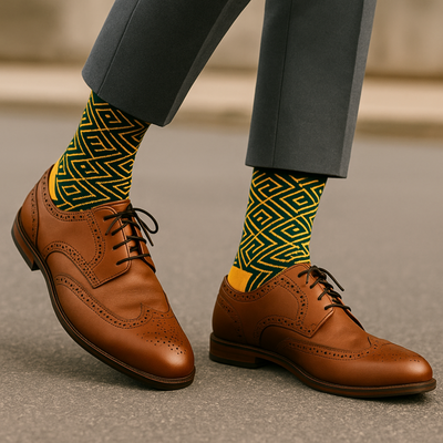 Green & Yellow Maze Crew Socks