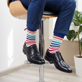 Dynamocks Blue, White & Red Striped Cotton Crew Socks – Stripes 19.0