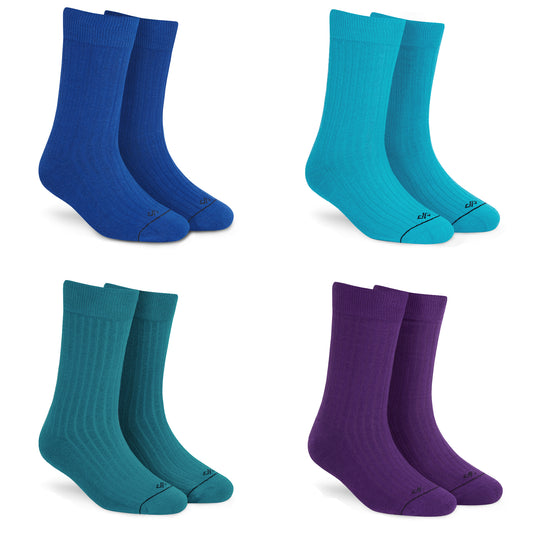 Cotton Crew Socks Combo: Blue, Aqua, Teal Green, Purple – Vibrant Comfort for Every Day

