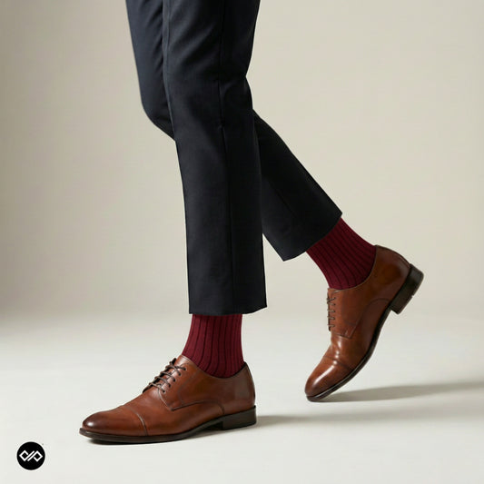 Cotton Crew Socks: SOLID MAROON Crew Length Socks