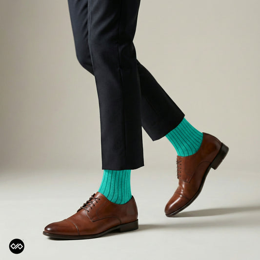 Cotton Crew Socks: SOLID TURQUOISE Crew Length Socks